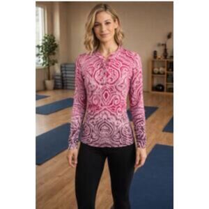 Athleta Pink Paisley Sierra Nevada Active Wear Stretch Shirt XS